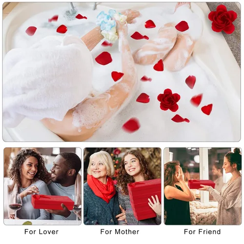Vista 4 de Juego de 18 piezas de jabón de baño perfumado floral con pétalos de rosas, aceite esencial para plantas, el mejor regalo para mujeres, niñas, mamá
