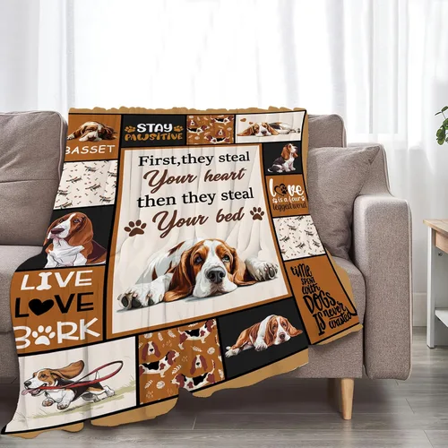 Vista 5 de Basset Hound - Manta ultra suave y acogedora para perro, manta de forro polar mullida, manta de cama de felpa mullida, regalos para amantes