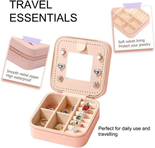 Vista 4 de Parima Joyero de viaje para joyas Pequeñas cajas de joyería con iniciales, organizador de joyas, regalos de Navidad para mujeres, mamá, amigas