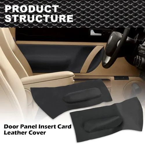 Vista 8 de CNNELL Cubierta de cuero para tarjeta de inserción de panel de puerta, compatible con VW Beetle 1998-2010, 2 unidades, color negro