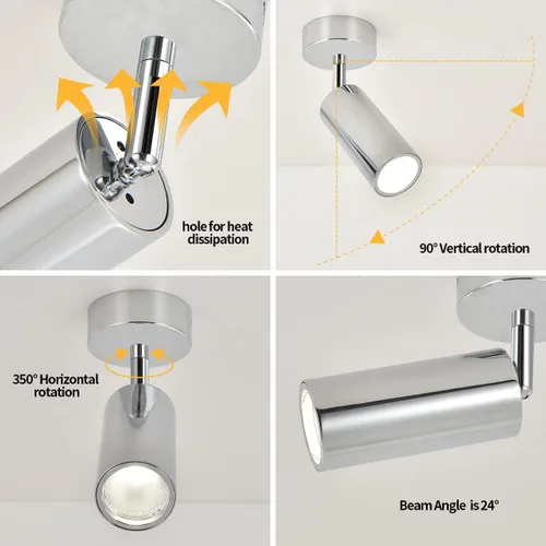 Vista 2 de Paquete de 2 focos de techo regulables, luces de techo para interiores, ajuste de ángulo interior, lámpara de pared moderna para sala de estar