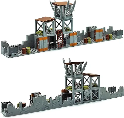Vista 4 de Conjunto de bloques de construcción de base militar ZHX para accesorios de guerra de minifiguras del ejército, torre de guardia de base de defensa