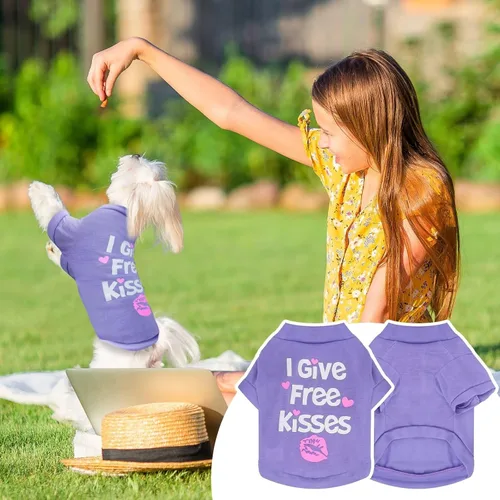 Vista 4 de PETCARE Paquete de 3 camisas para perros pequeños, ropa para cachorros, camisetas de algodón suave de manga corta para perros pequeños, niñas