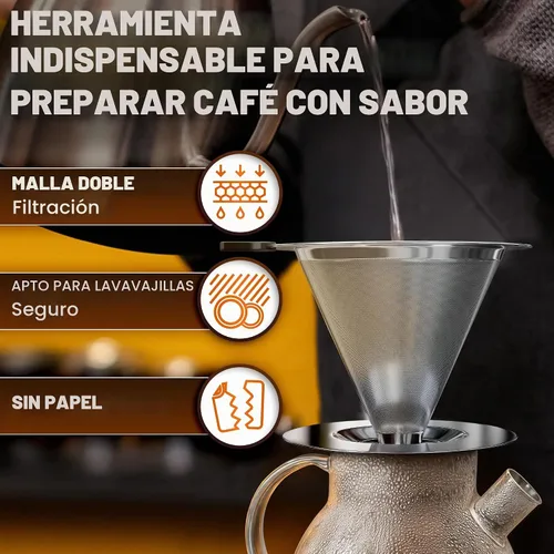 Vista 4 de verter sobre el gotero de café, 3.18x4.48", acero inoxidable, mango