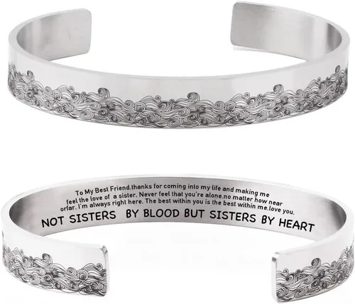 Vista 3 de Fuqimanman2020 Pulseras inspiradoras para mujeres y niñas, regalo personalizado para ella, brazalete de mantra grabado, cumpleaños, Navidad, joyería