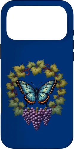 Vista 22 de Blue Winged Diana Fritillary Butterfly and Grape Vine Case for iPhone XR