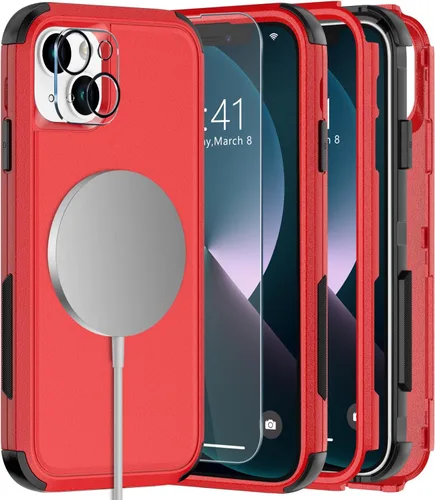 Vista 28 de Diverbox - Funda para iPhone 13 a prueba de golpes, caídas y polvo, funda de protección resistente para iPhone 13 de Apple, color negro