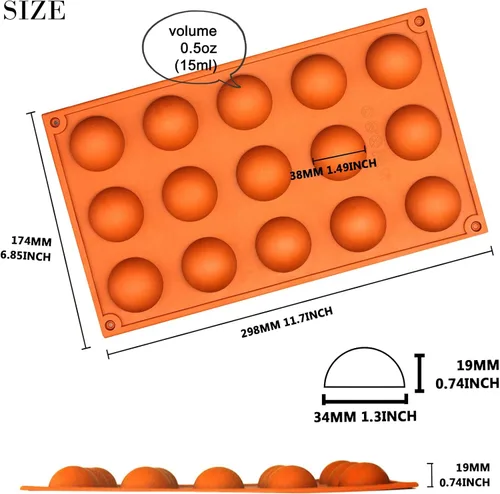 Vista 3 de FUNSHOWCASE Molde de silicona de medio círculo, molde para hornear bomba, para té, tamaño surtido, 4 pulgadas, hemisferio, 4 tamaños, pequeño