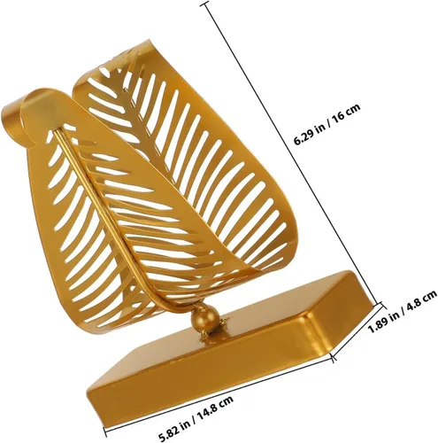 Vista 8 de ARTIBETTER Rustic Metal Napkin Holder Large Leaf Design Standing Tissue Dispenser with Gold Base for Kitchen Dining Table Farmhouse Decor