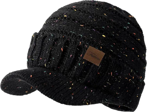 Vista 8 de Sombreros de invierno para mujeres - Gorro de punto cálido y con estilo, grueso, con visera, lindos sombreros de invierno suaves y elásticos