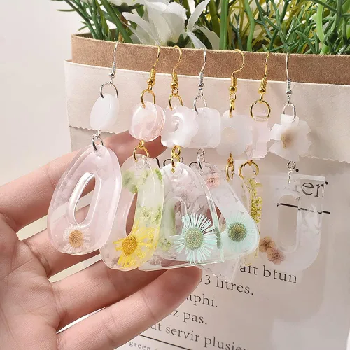 Vista 3 de RESINWORLD Aretes colgantes de varias piezas, molde de silicona, luna geométrica con conectores de aretes, moldes de resina, moldes de fundición