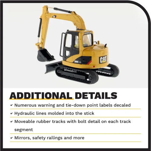 Vista 5 de Diecast Masters Caterpillar 308C CR Mini excavadora hidráulica, Core Classics Series Camiones para gatos y equipo de construcción Modelo a escala