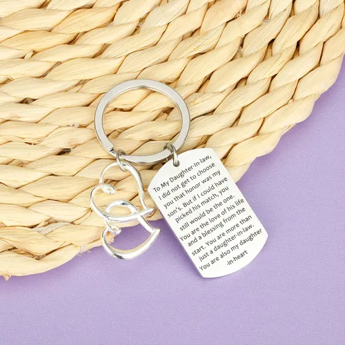 Vista 4 de Llavero de regalo para nuera, para nuera, texto You are My Daughter in Heart, Diamante de imitación, circonita