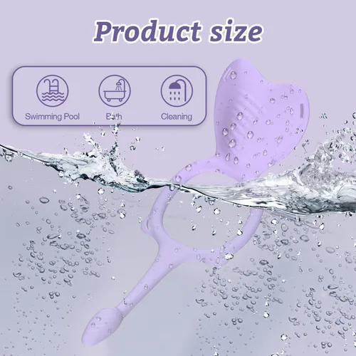 Vista 4 de Vibrador portátil para parejas, juguete sexual 3 en 1 manos libres, anillo de pene para intimidad nocturna, 9 modos de silicona suave BDSM