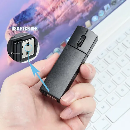 Vista 3 de elec Space Mini mouse inalámbrico de dedo Silencioso modo dual Bluetooth y 2.4 GHz, ratón ergonómico portátil para PC con funda, compatible