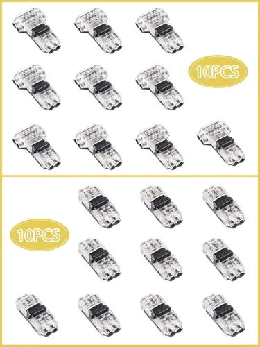 Vista 2 de Conectores de cable de bajo voltaje Kalolary 20 Pack 2 Pin 3/2 Way Wire Connector Universal Compact Wire T Tap I Type Connectors Electrical Wire