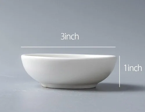 Vista 2 de 4 platos de cerámica blanca para condimentos, cuencos de inmersión para aperitivos, 3 pulgadas