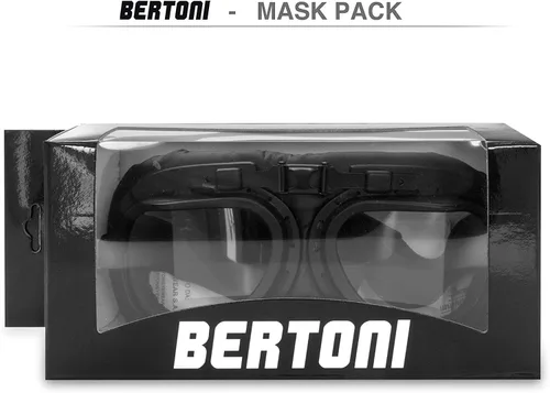 Vista 6 de Bertoni Gafas de aviador de motocicleta para mujeres y hombres, cromadas, color negro, tamaño Compaq Italia AF77