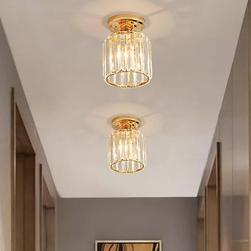Vista 10 de FRIXCHUR Candelabro Pequeño de Cristal Lámpara de Techo Semi Empotrada Accesorio de Iluminación de Techo Lámpara de Techo Moderna de Cristal