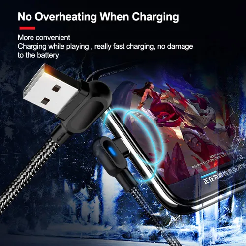 Vista 5 de Cable USB tipo C de sincronización en ángulo recto de 90 grados y carga rápida compatible con Redmi K40 Gaming Plus, Redmi K50 Esports Edition