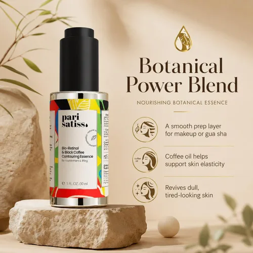 Vista 4 de Esencia de contorno de café negro y bio-retinol – Retinol antiarrugas, cuidado de la piel imprescindible para nutrir y levantar, reparar la piel