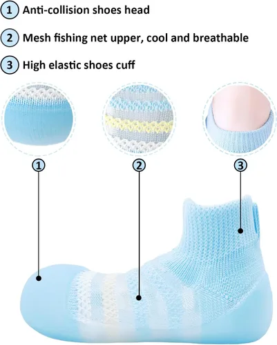 Vista 2 de Zapatos de calcetín para bebé, suela de goma de animales, antideslizantes, para interiores, para niños y niñas, primer piso, zapatilla
