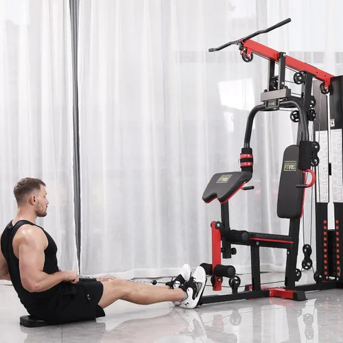 Vista 7 de Fitvids Home Gym Equipment, Multifunctional Full Body Workout Weight Machine Station with Weight Stack, All in One Exercise Equipment with Pulley