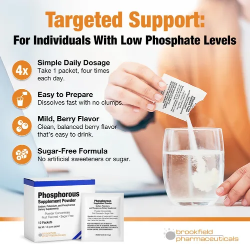 Vista 5 de Suplementos de fósforo 12 paquetes, suplementos dietéticos en polvo con fosfato de sodio y fosfato de potasio, suplemento de fósforo con sabor a