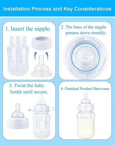 Vista 4 de Boquillas de repuesto compatibles con biberones anticólicos Philips Avent, pezones de silicona suave, flujo 2, 3.3 ft+, flujo lento, sin BPA, apto