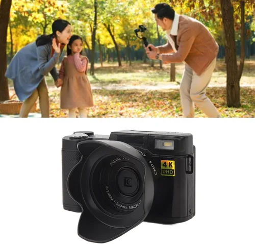 Vista 6 de Cámara digital 4K, 3 pulgadas, 48 MP, 16X, zoom de 180°, cámara de vlogging antivibración con función de belleza facial, para adolescentes, adultos