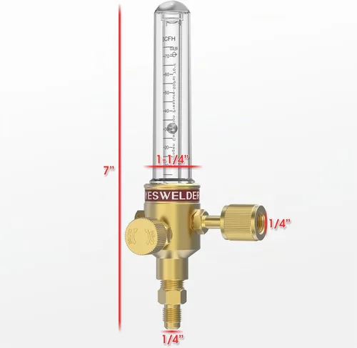 Vista 7 de YESWELDER Medidor de flujo de nitrógeno 1/4" SAE Flare Inlet 0-70SCFH 50PSI Indicador de flujo de nitrógeno para soldar