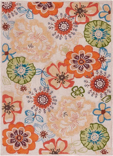 Vista 3 de SAFAVIEH Four Seasons Collection - Alfombra decorativa de 4 x 6 pies, beige y rojo, floral enganchada a mano, no desprende pelusa y de fácil