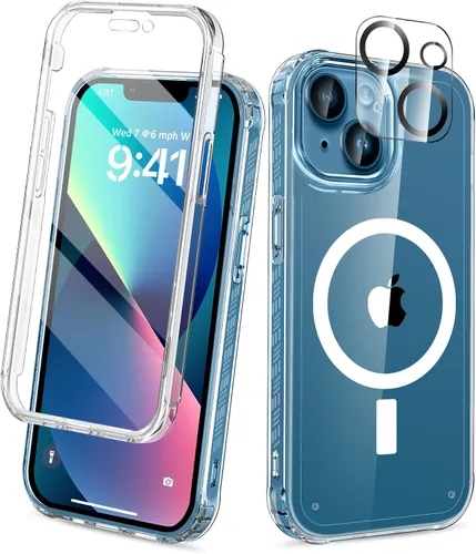 Vista 30 de Funda para iPhone 15 de cuerpo completo, protector de pantalla integrado, con protector de lente de cámara, [antiamarilleamiento], funda protectora