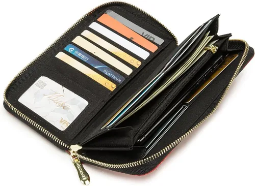 Vista 69 de Cartera de mano para mujer, estilo bohemio, con RFID, elegante, espaciosa con correa para viajes, capacidad para tarjetas, teléfono, dinero