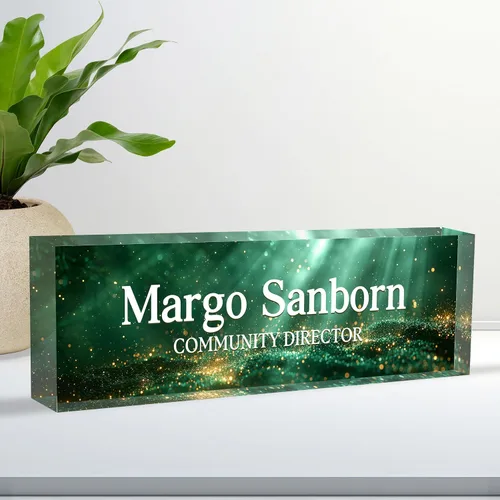 Vista 30 de Placa de identificación acrílica personalizada para escritorio, personalizar decoración de oficina B-Glass
