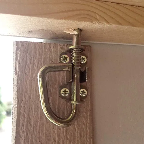 Vista 6 de Pernos de barril de puerta de resorte – Pestillo de puerta estilo bucle, cerradura de hardware para cobertizo, puertas, puertas, jardín, ventana