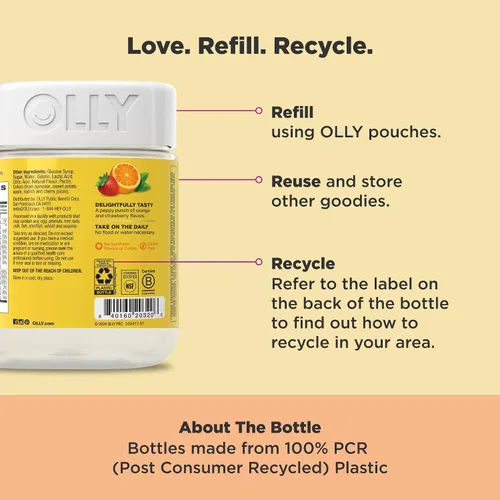 Vista 5 de OLLY - Gusanos de goma multivitamínicos para niños, salud general y apoyo inmunológico, vitaminas y minerales A, C, D, E, Bs y zinc, suplemento