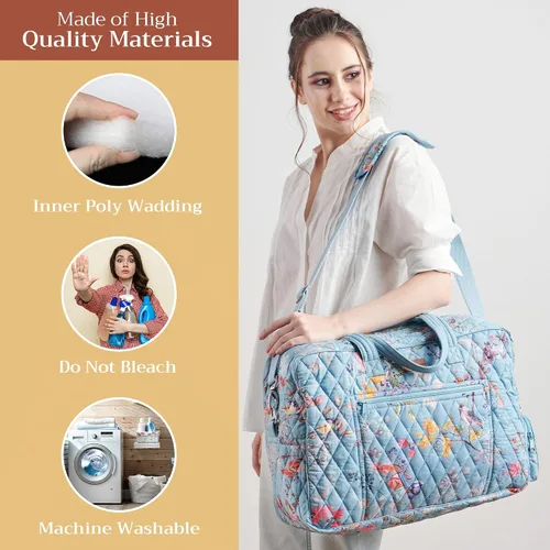 Vista 3 de Maison d' Hermine Bolsas de fin de semana para mujer, de algodón, acolchadas, para equipaje nocturno, bolsa de fin de semana para hombres, regalos