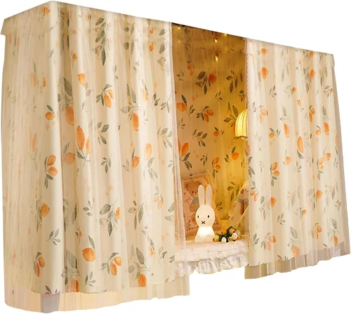 Vista 26 de Cortinas de gasa bonitas genéricas para litera con dosel de cama con encaje, 2 paneles, aguacate