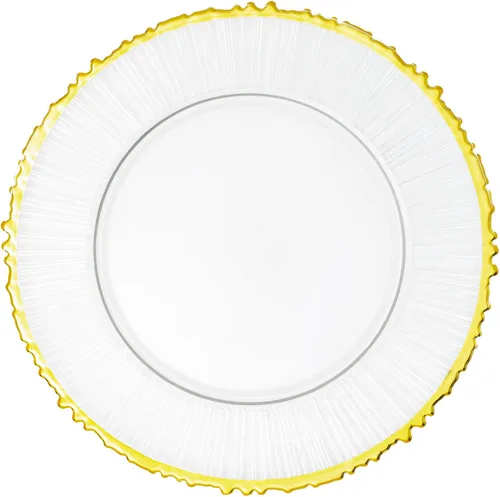 Vista 15 de Simply Elegant Placa de carga de vidrio transparente con borde de cuentas Placa de servicio para fiestas, cenas, bodas, quinceañeras y eventos