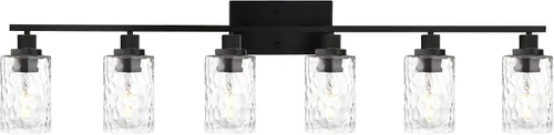 Vista 14 de MELUCEE Iluminación de pared interior 2 luces mate negra con vidrio martillado transparente, lámpara de pared moderna para tocador de baño