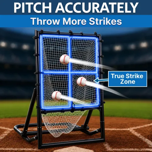 Vista 4 de Baseball & Softball Rebounder Net – Adjustable Pitching Trainer for Accuracy, Throwing, and Fielding – Durable Training Equipment for Youth & Adults