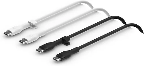 Vista 8 de Belkin BoostCharge Flex Cable de carga USB-C a USB-C de silicona (3.3 ft/3.3 pies) para iPhone 16, iPhone 16 Pro, Galaxy S25, S24, Pixel 9 y 8, Negro