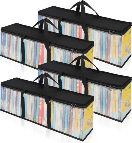 Vista 10 de Bolsas de almacenamiento de DVD CCidea (Set de 2) Funda de PVC transparente con asas para cajas de DVDs/CDs/VHS/Blu Ray/Películas/Videojuegos - Cada