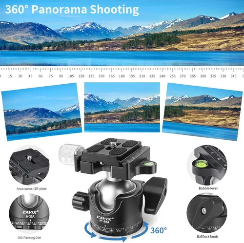 Vista 2 de CAVIX - Trípode de viaje CAVIX de 78 pulgadas para cámaras, trípode de 78 pulgadas, trípode ligero con cabezal de bola de 360 grados que carga hasta