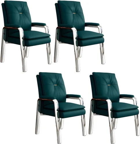 Vista 17 de PU Leather Conference Chair with Fixed Arms High-Back Ergonomic Mahjong Chair Chess Card Room Backrest Computer Chair Long-Term Sitting Mahjong