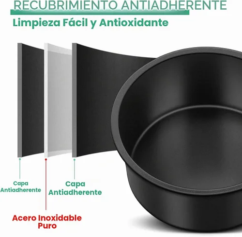 Vista 2 de TeamFar Molde para pasteles de 4 pulgadas, antiadherente, de capa redonda
