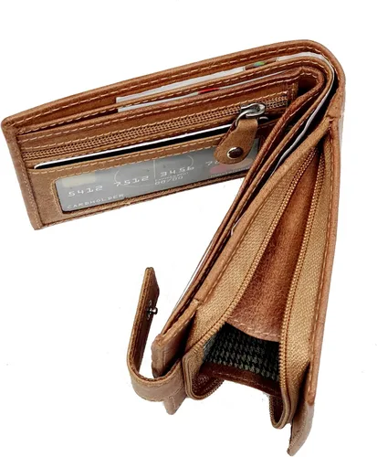 Vista 4 de Cartera de cuero real con cierre RFID para hombre, 1180