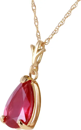Vista 3 de Galaxy Gold GG Collar con colgante de gota de rubí en forma de pera de oro amarillo macizo de 14 k de 1,75 quilates