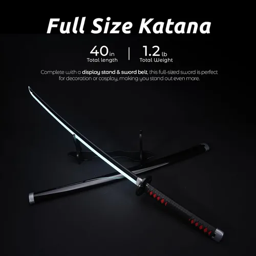 Vista 5 de Zisu Espada Katana LED brillante de anime para cosplay, espada iluminada recargable de 40 pulgadas con soporte y cinturón